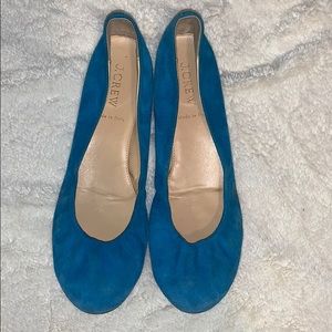 Genuine Suede Teal Blue Flats JCrew “Cece”
